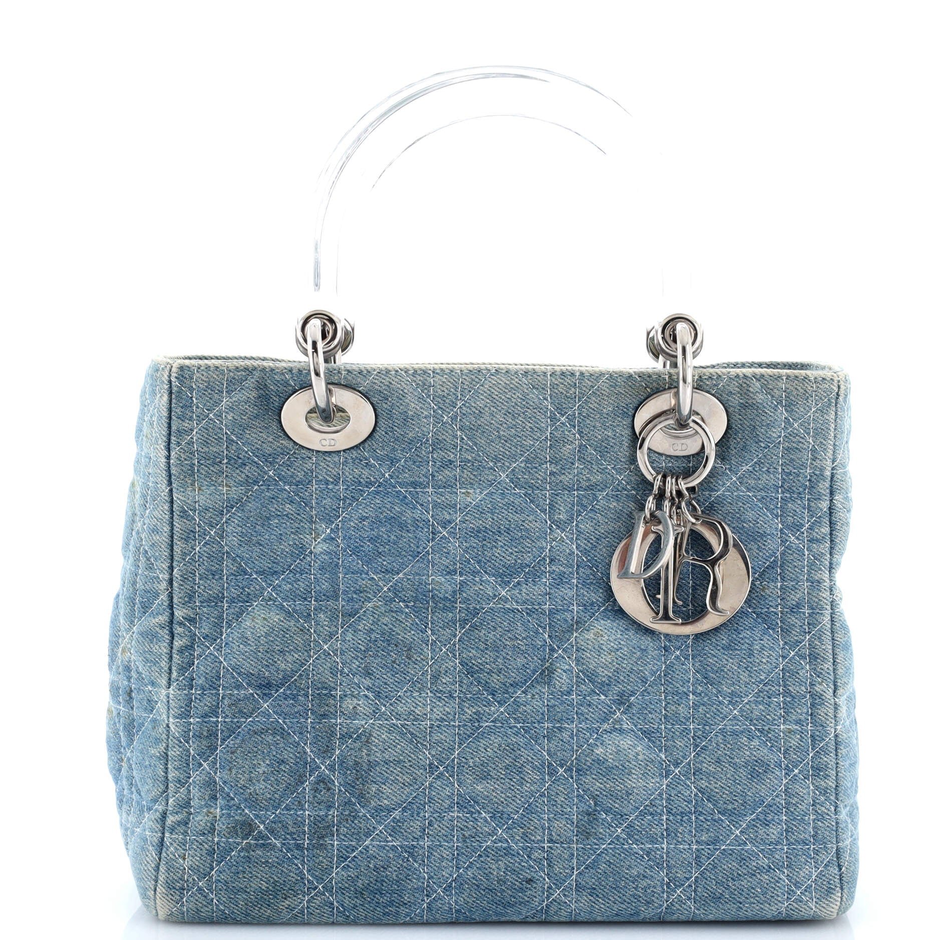 Dior Vintage Lady Dior Bag Cannage Quilt Denim Medium