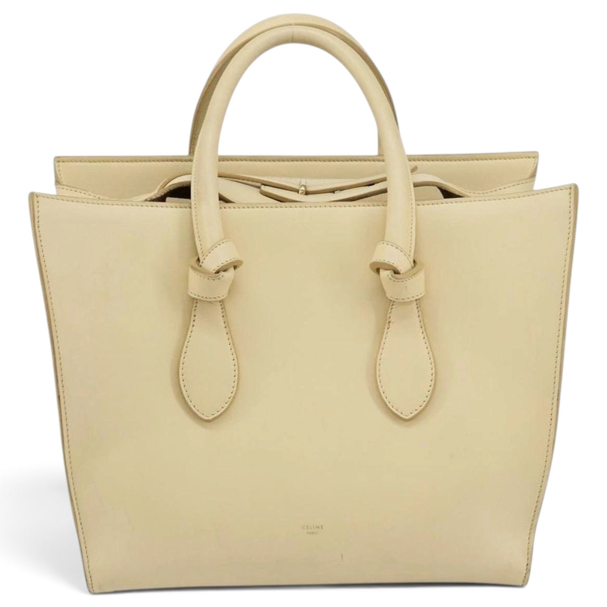 Tie leather tote