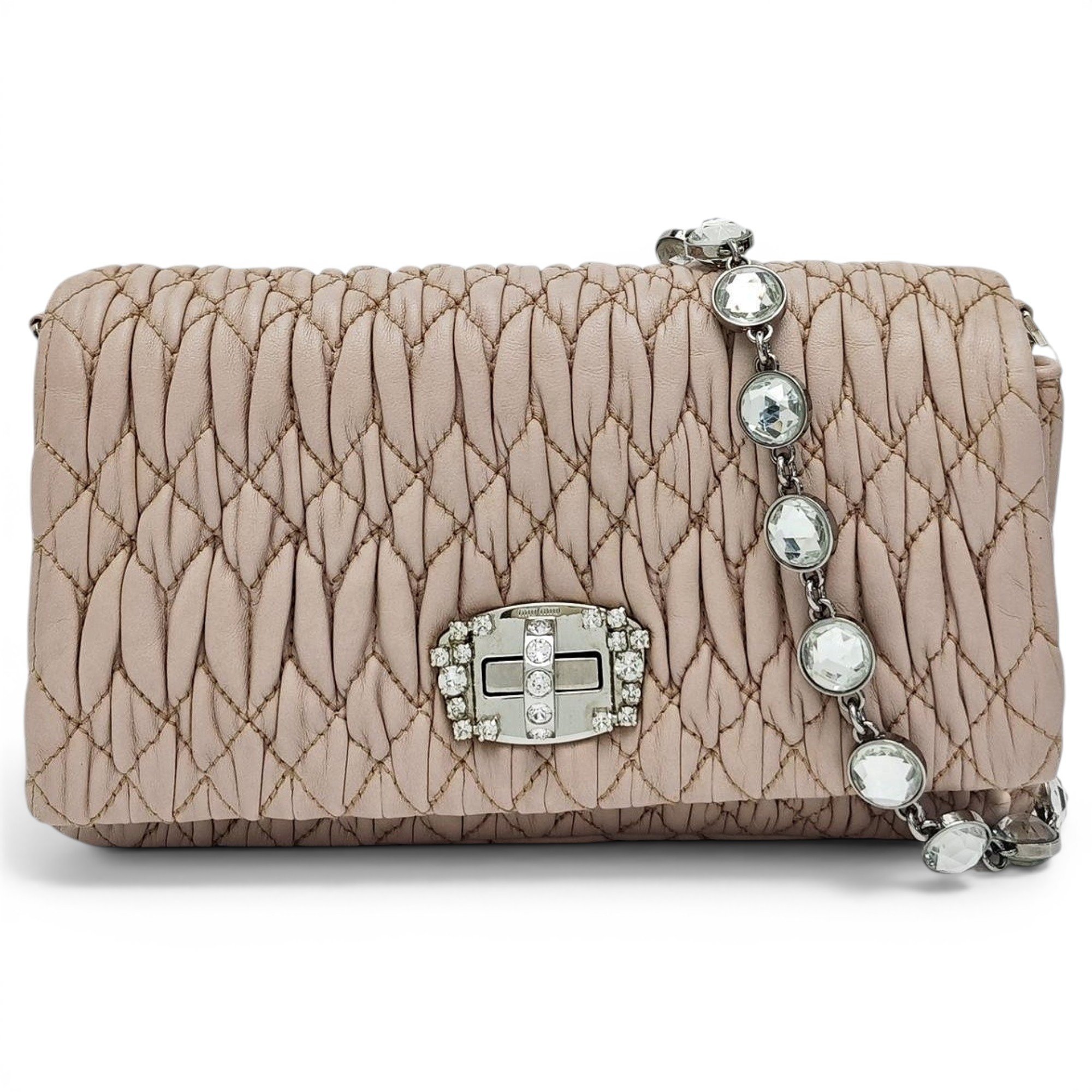 Miu Crystal leather handbag