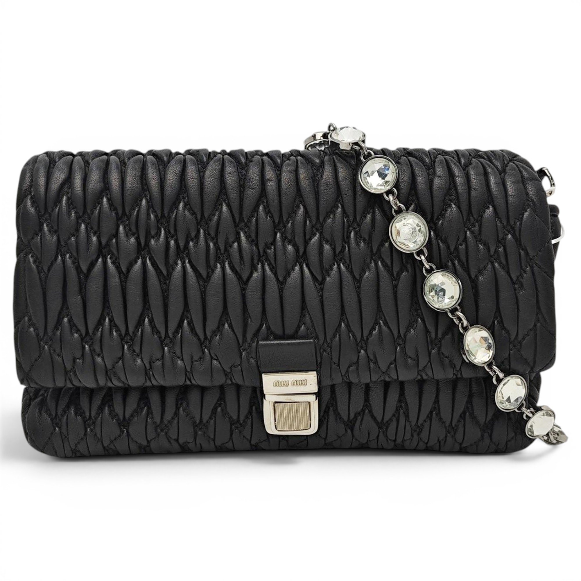 Miu Crystal leather handbag