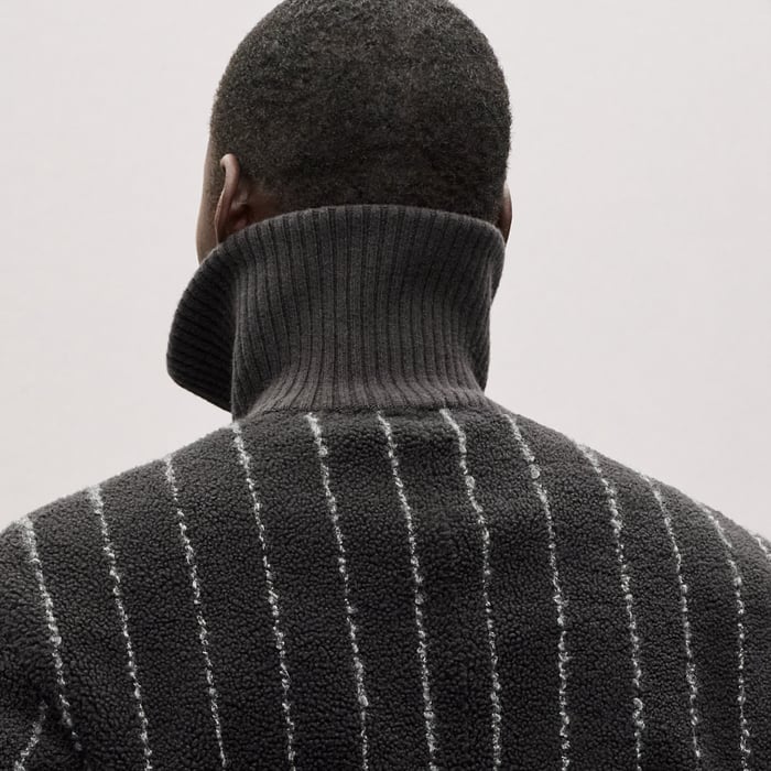 Anthracite "Pinstripe" Mock Neck Sweater