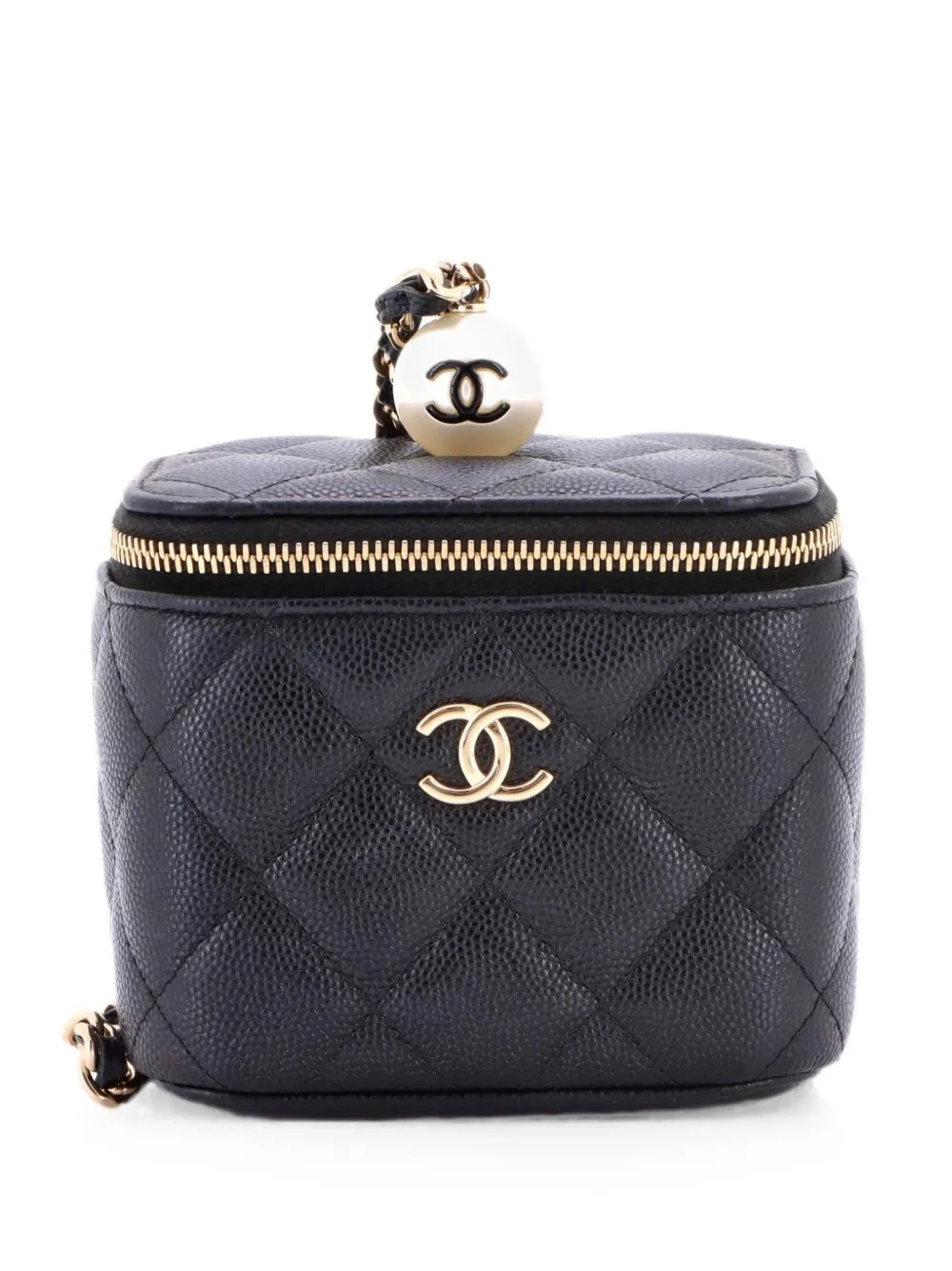 Classic Pearl Vanity Case with Chain Quilted Caviar Mini clutch bag