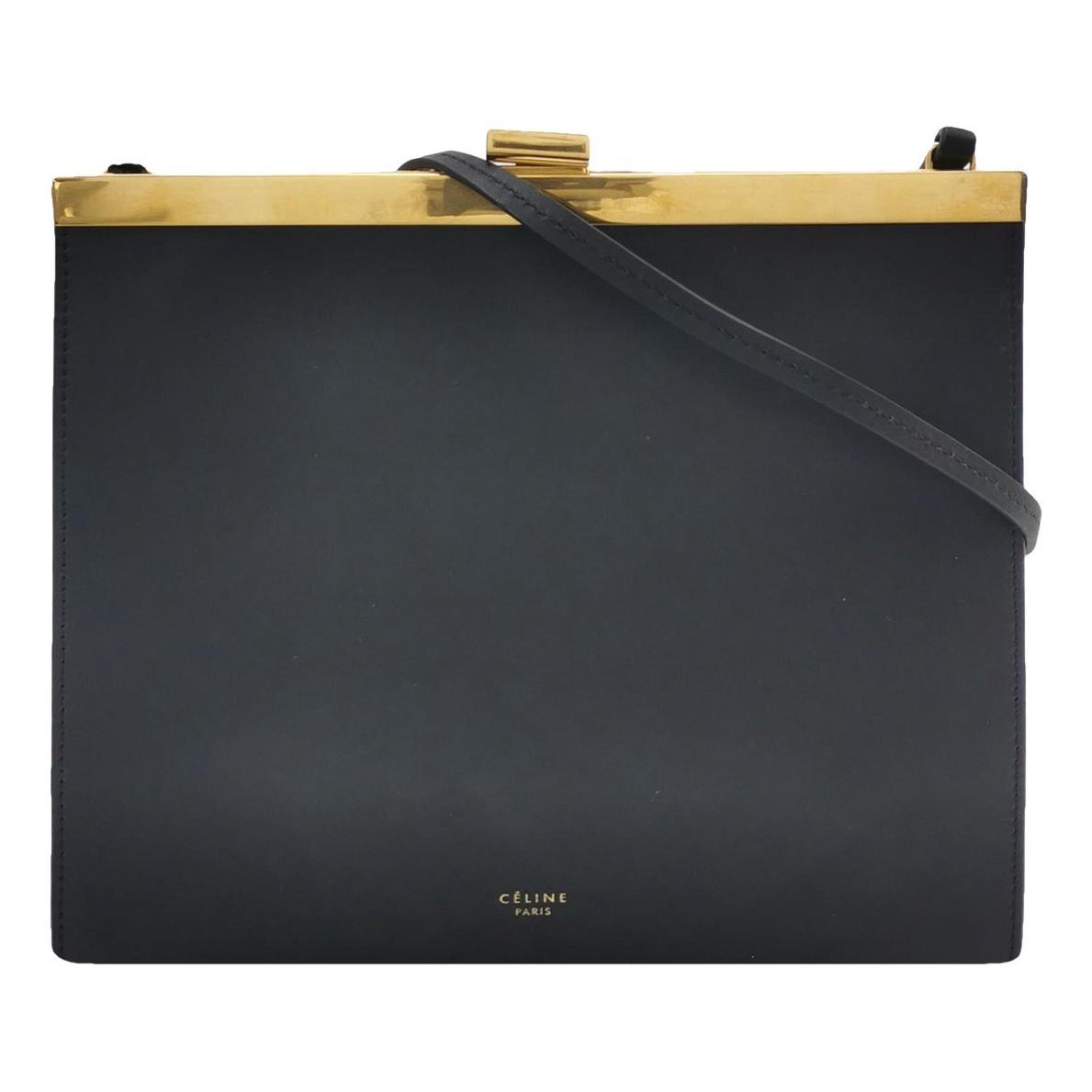 Clasp leather handbag