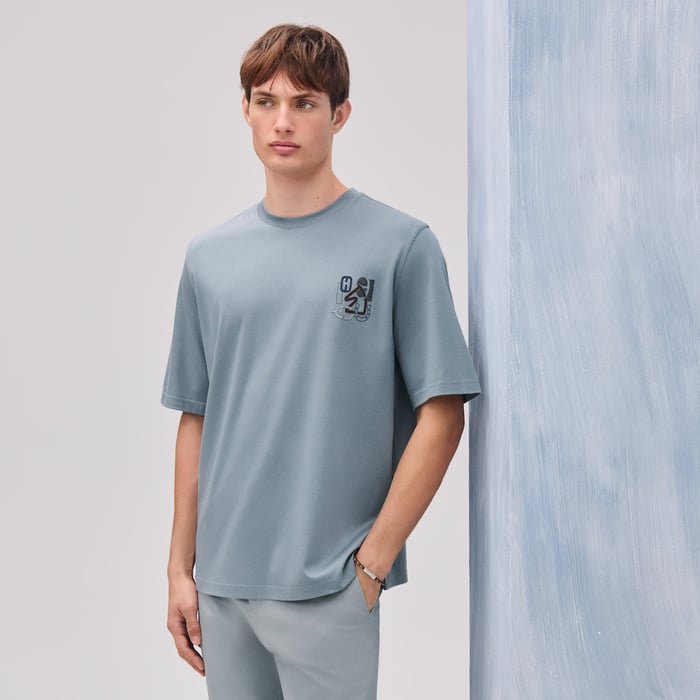 Eucalyptus "H Puzzle" T-shirt With Leather Detail