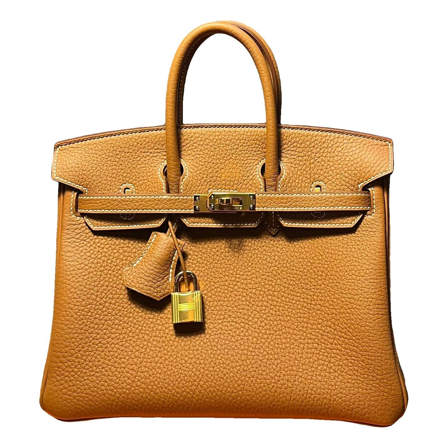 Hermes Birkin 25 Handbag Gold Togo Leather