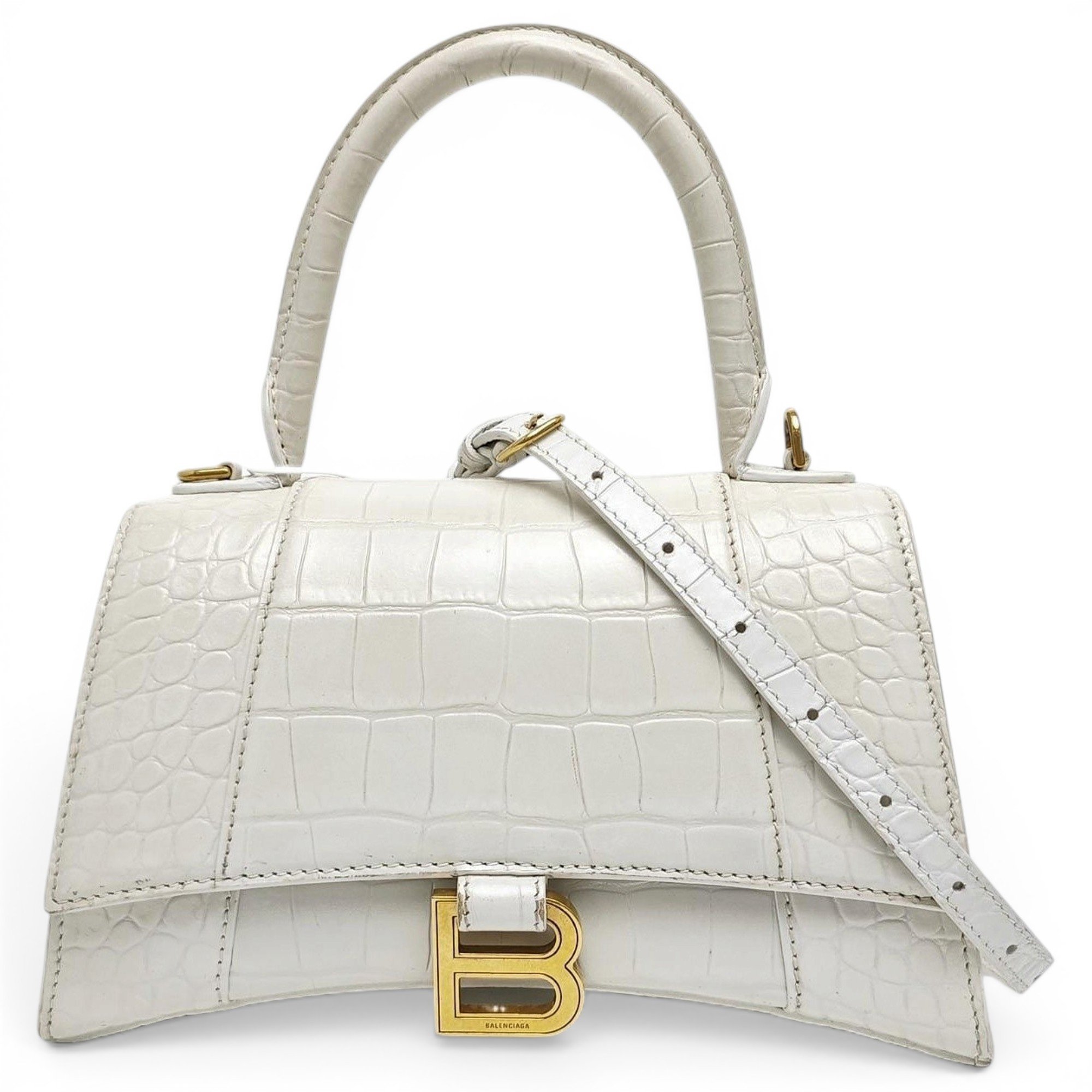 Hourglass leather handbag