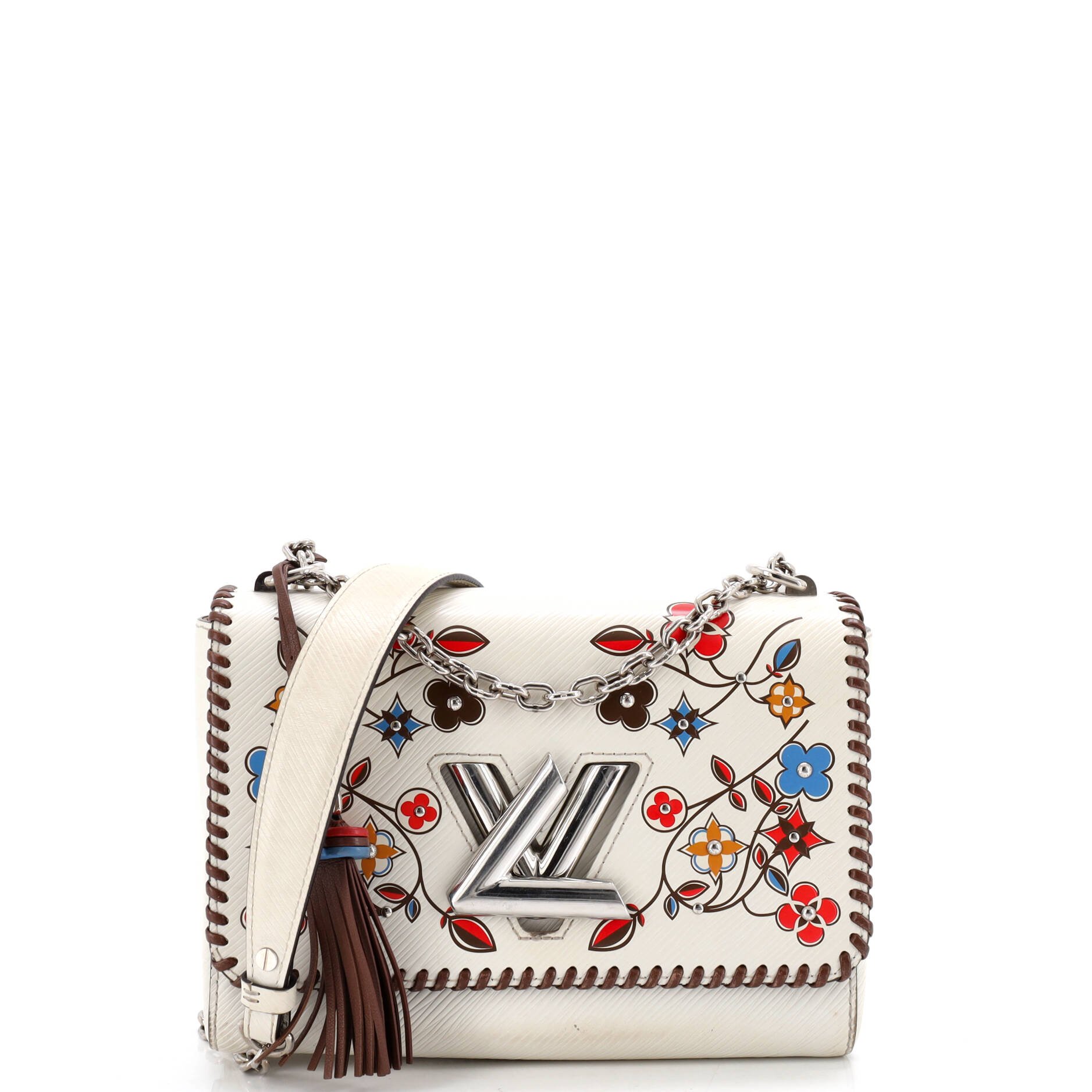 Twist Handbag Limited Edition Flower Embellished Epi Leather with Whipstitch Details MM