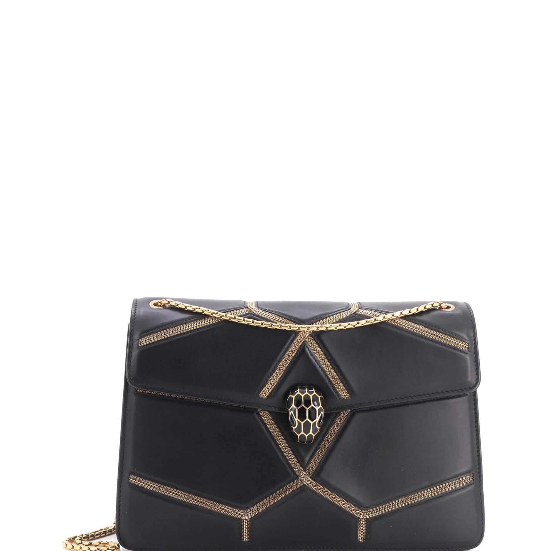 Glam Rebel Serpenti Forever Shoulder Bag Chain Embellished Quilted Leather Medium