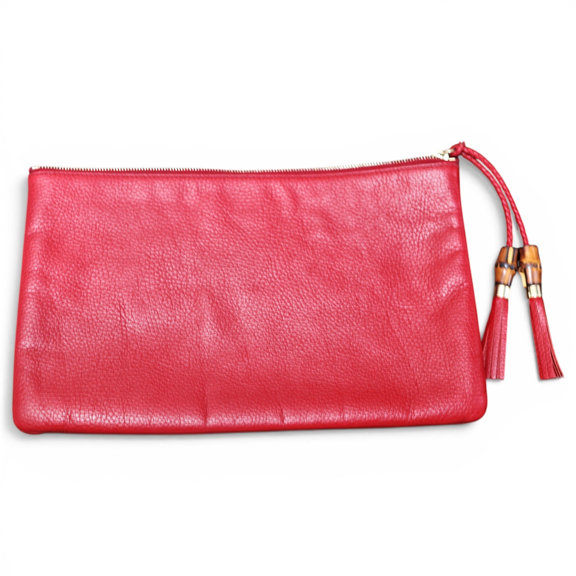 Bamboo leather clutch bag