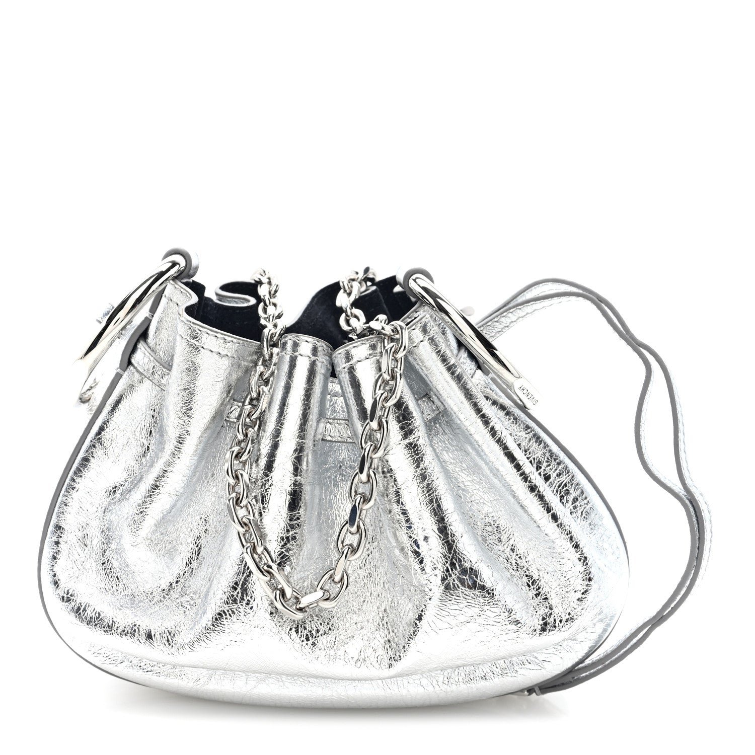 Givenchy Metallic Crackled Lambskin Mini Pumpkin Bag  Light Silvery