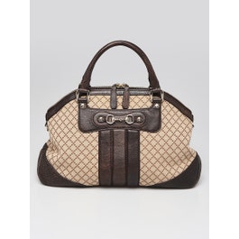 Gucci Gucci Beige/Ebony Diamante Canvas Catherine Medium Satchel Bag
