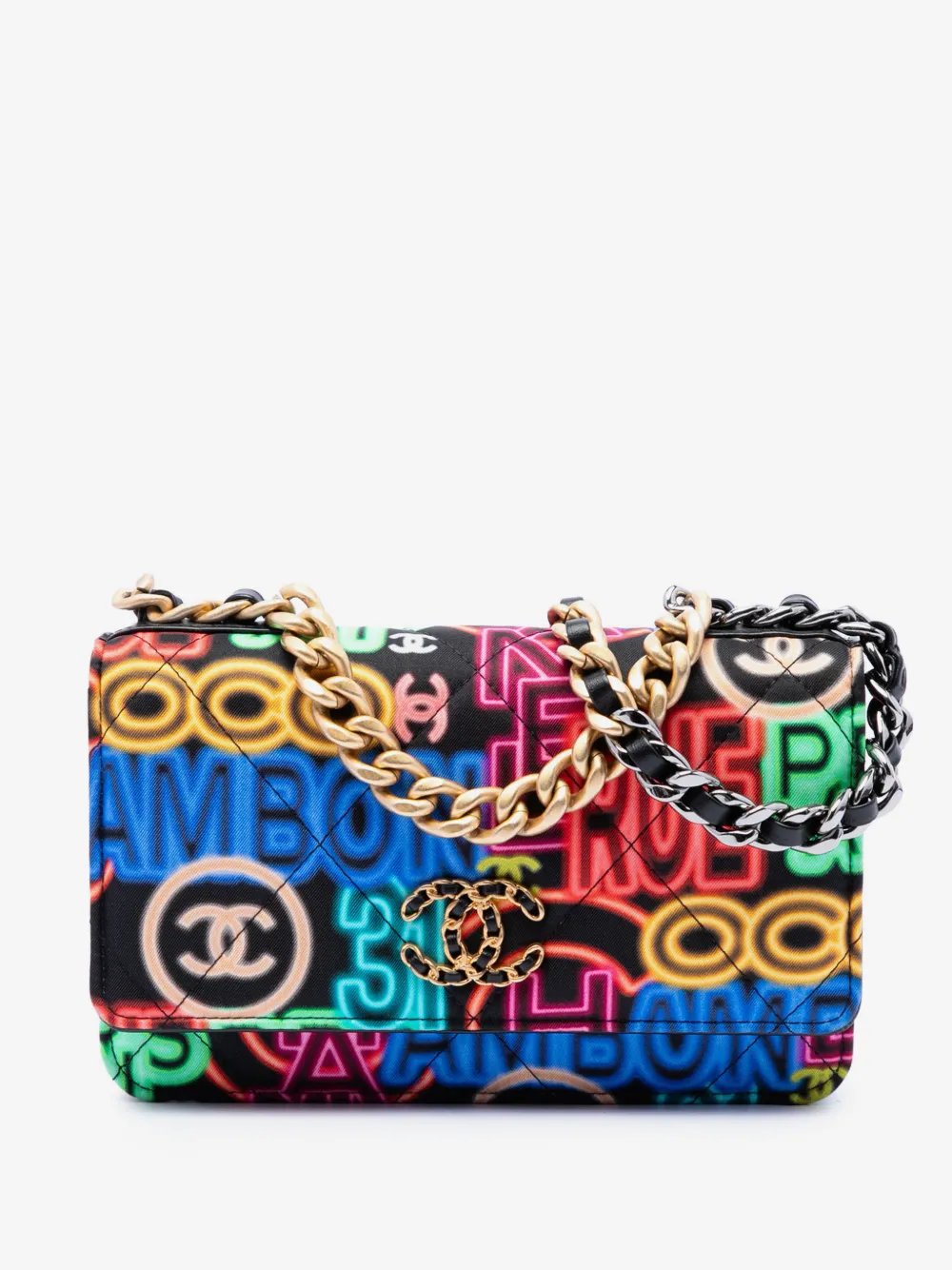 2021 Printed Nylon Graffiti 19 Wallet on Chain satchel