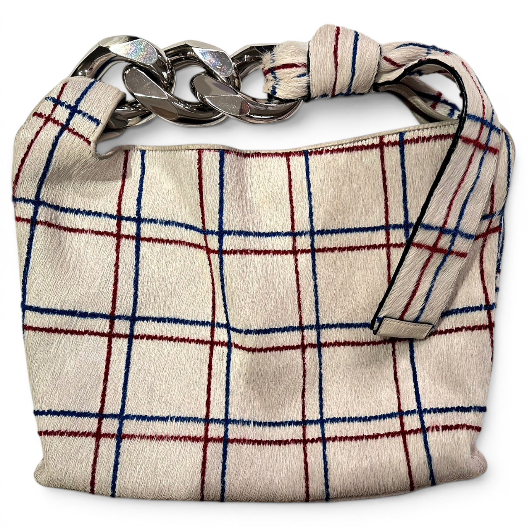 Chain faux fur handbag