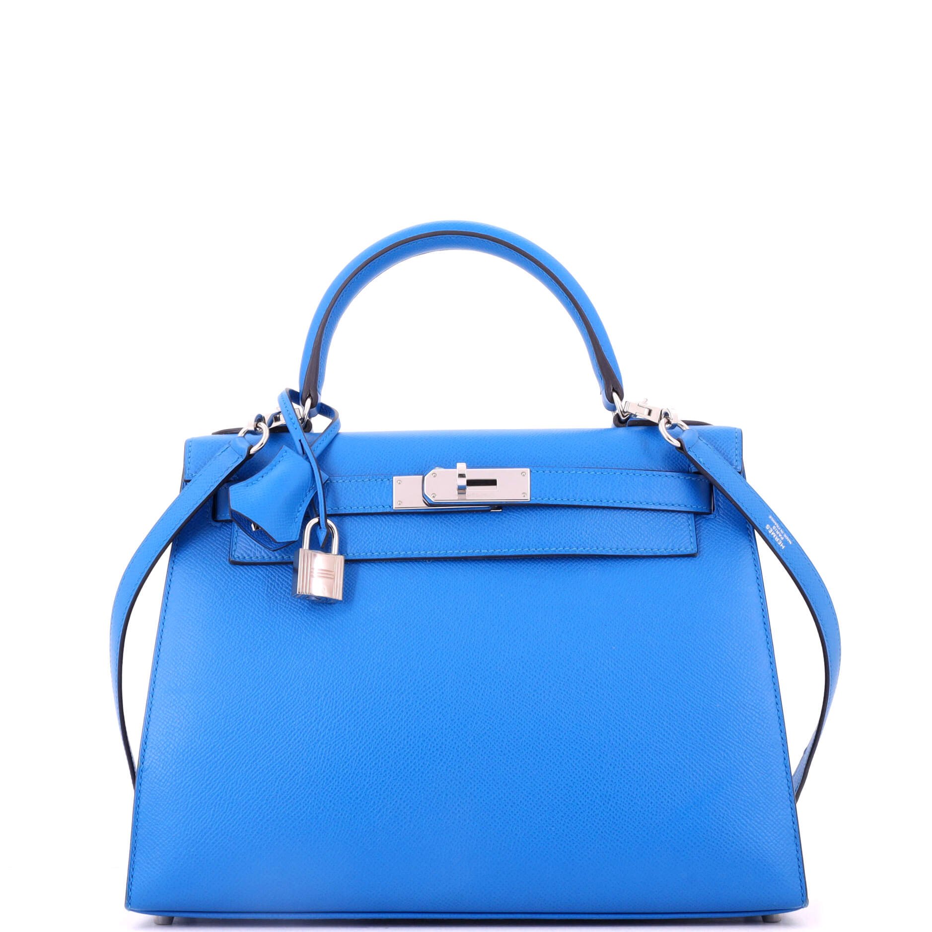 Kelly Handbag Bleu Zanzibar Epsom with Palladium Hardware 28