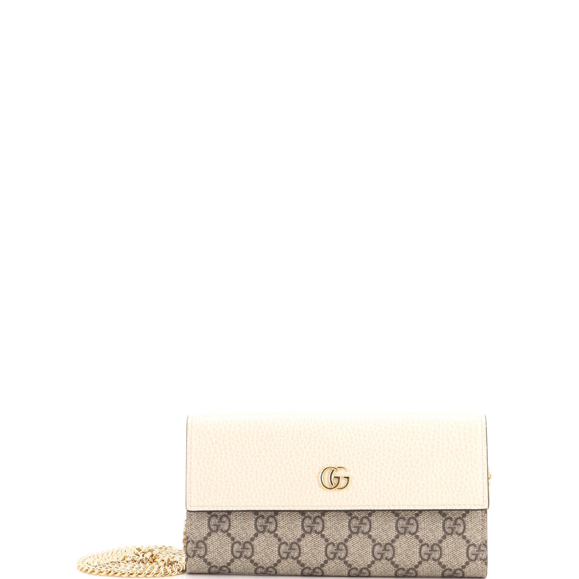 GG Marmont Continental Chain Wallet GG Coated Canvas and Leather