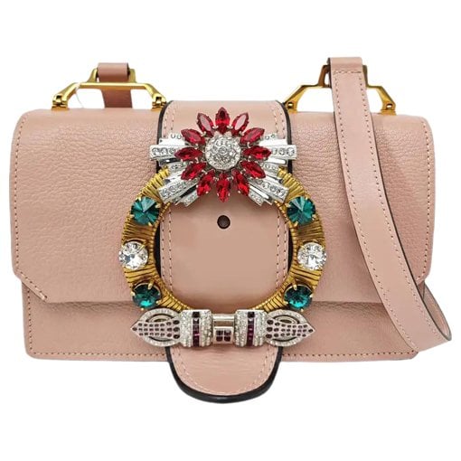 Miu Lady leather crossbody bag