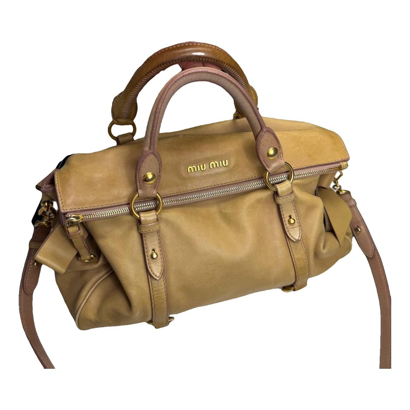 Bow bag leather handbag