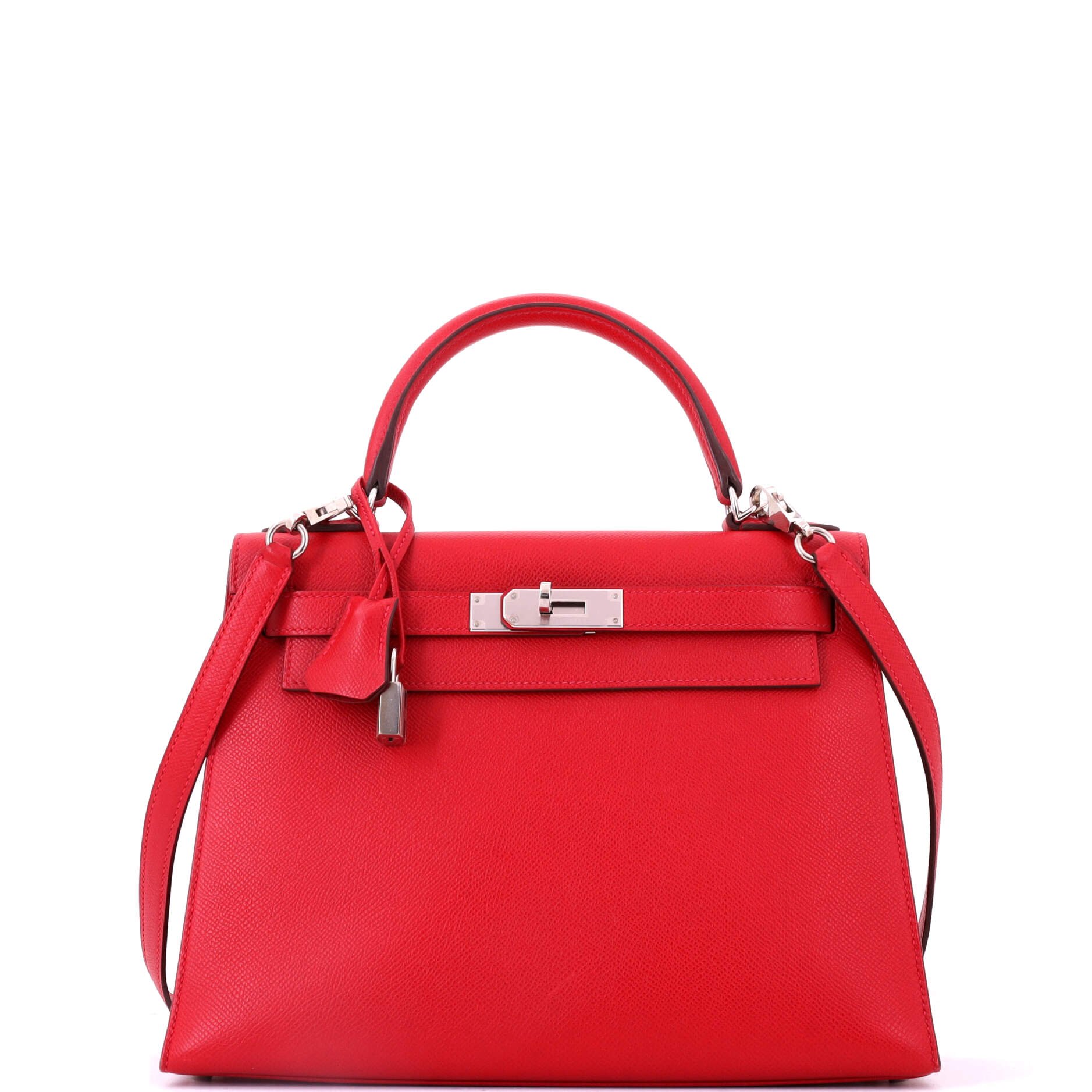 Kelly Handbag Rouge Casaque Epsom with Palladium Hardware 28