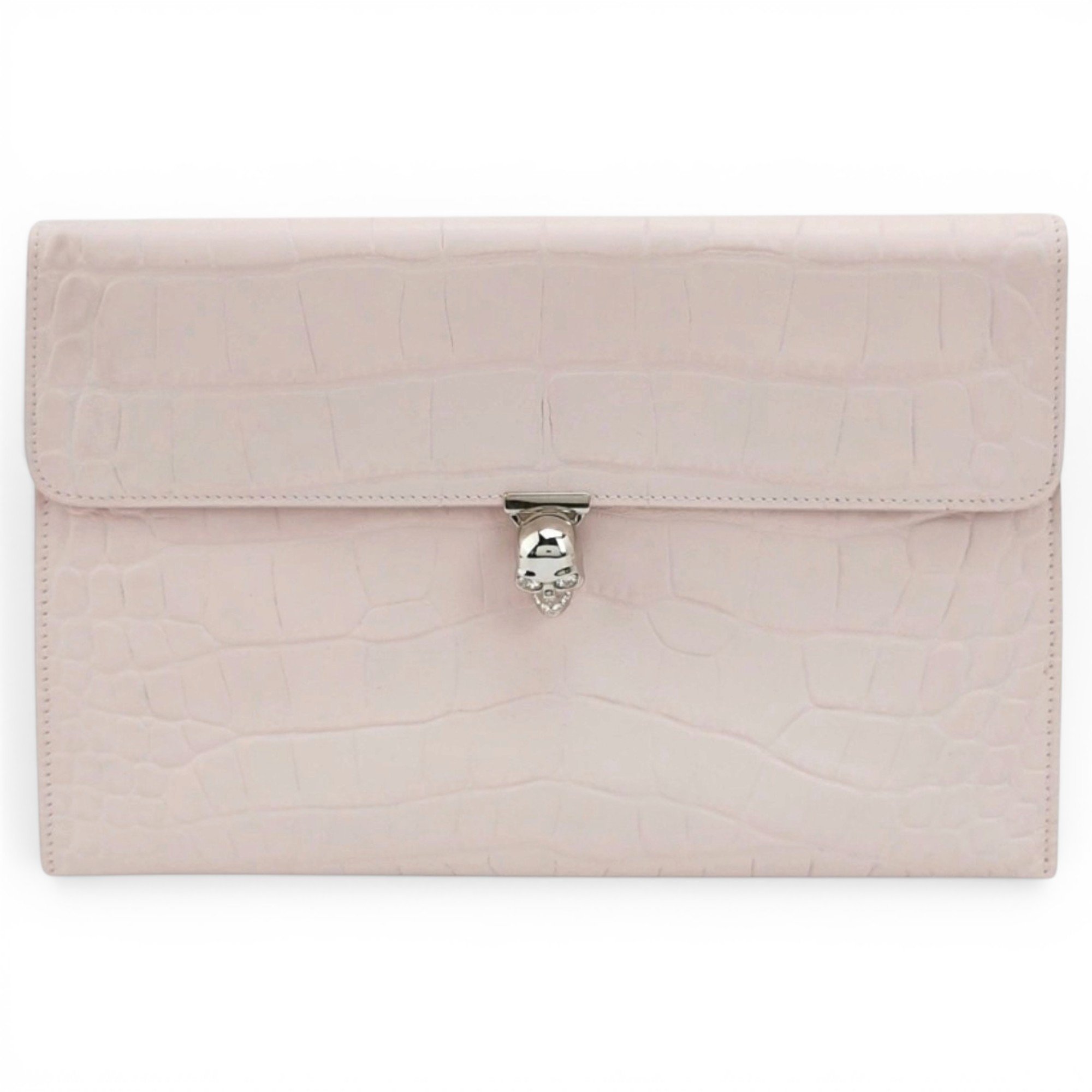 Skull leather clutch bag