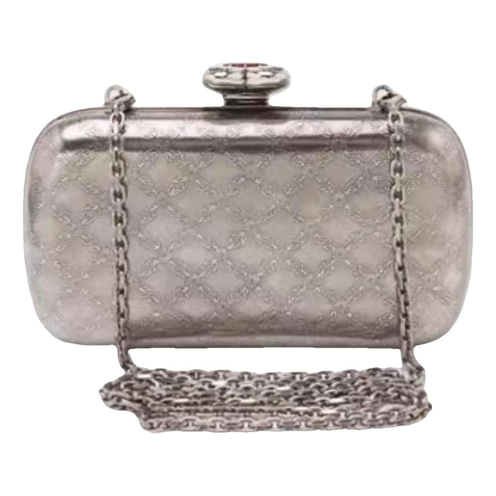 Skull leather clutch bag