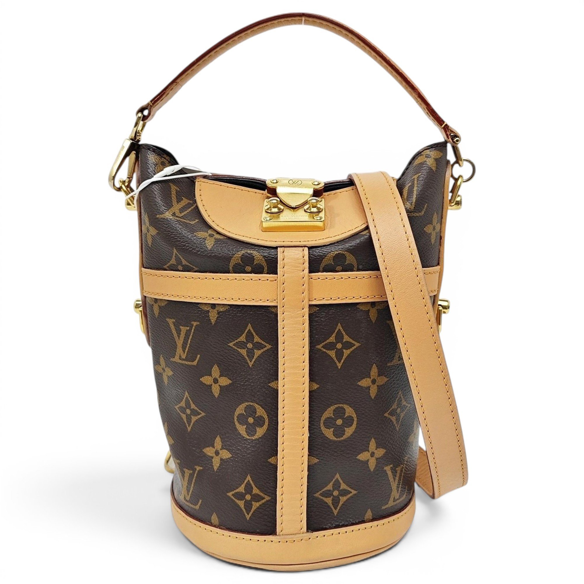 Duffle leather handbag