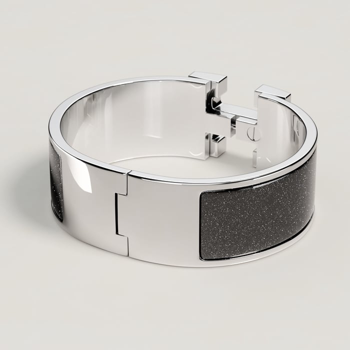 Noir Argenté Clic Clac H Glitter Bracelet