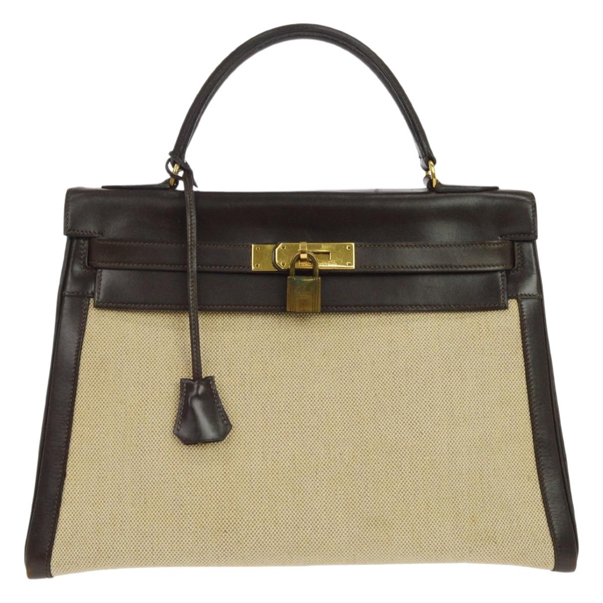 Hermes Kelly 32 Handbag Ebene Box Calf Leather 1978