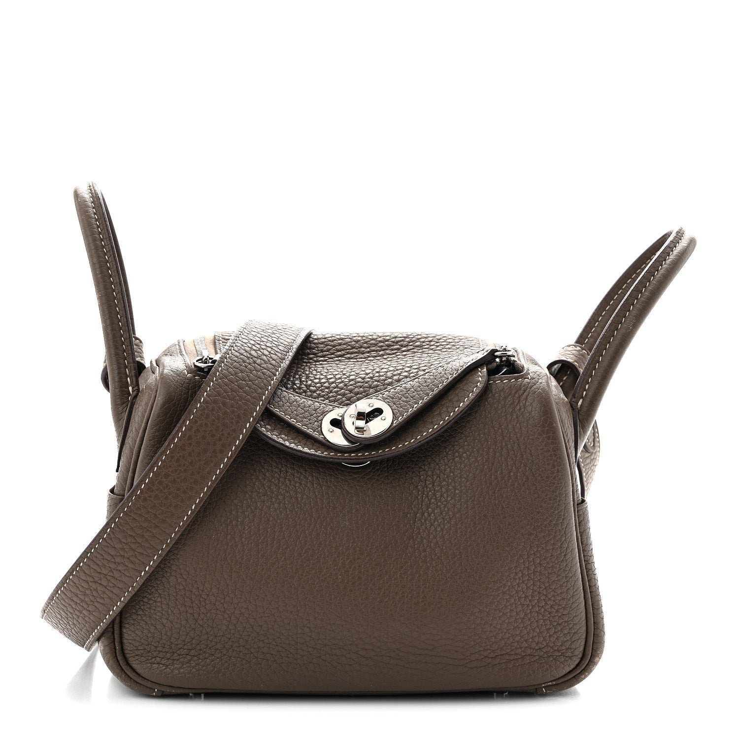 Hermes Taurillon Clemence Mini Lindy 20 Etoupe