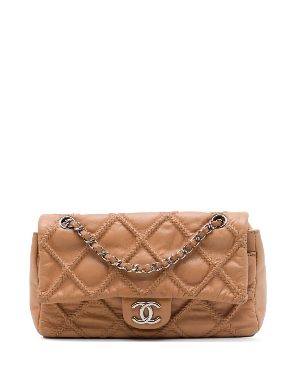 2008-2009 CC Quilted Calfskin Embossed Stitch Flap shoulder bag