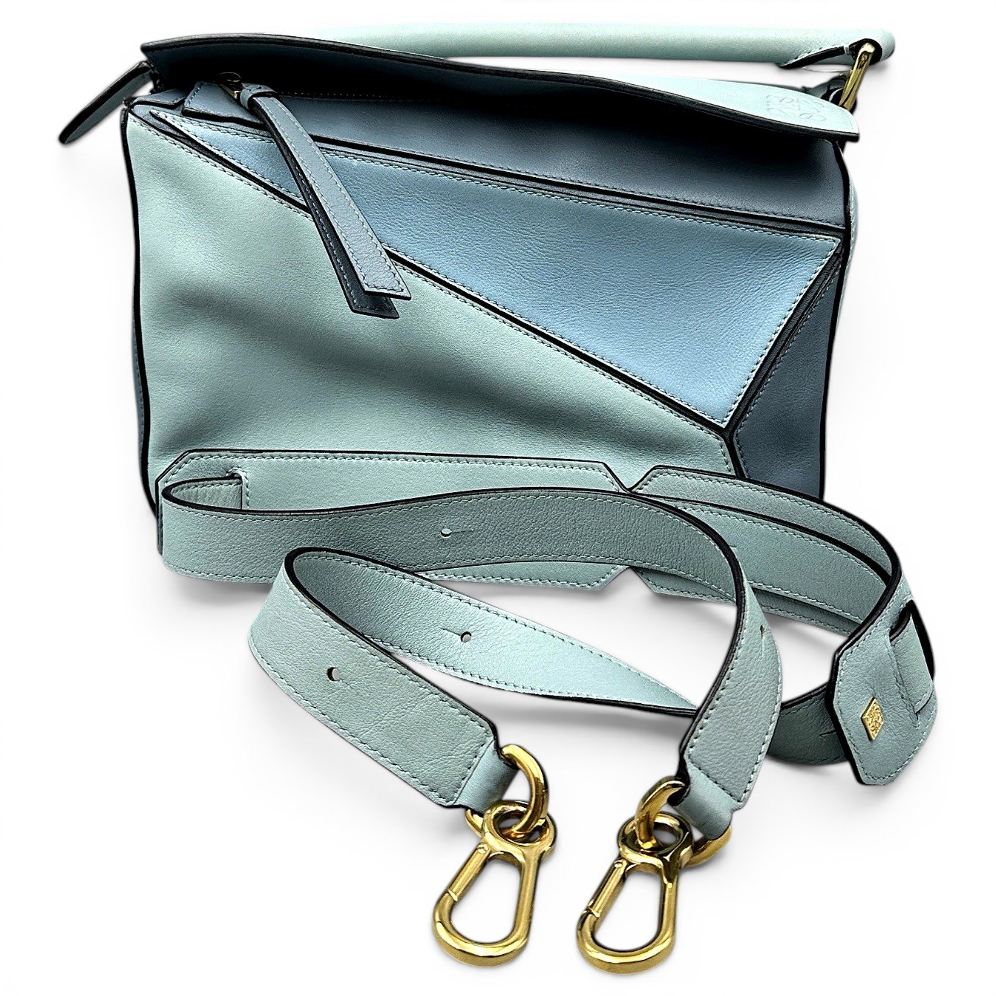 Puzzle leather handbag