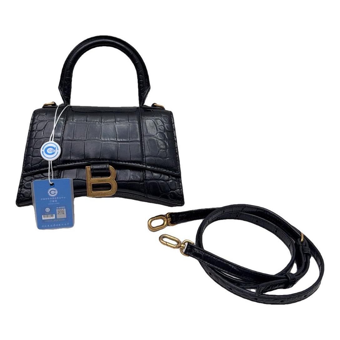 Hourglass leather handbag