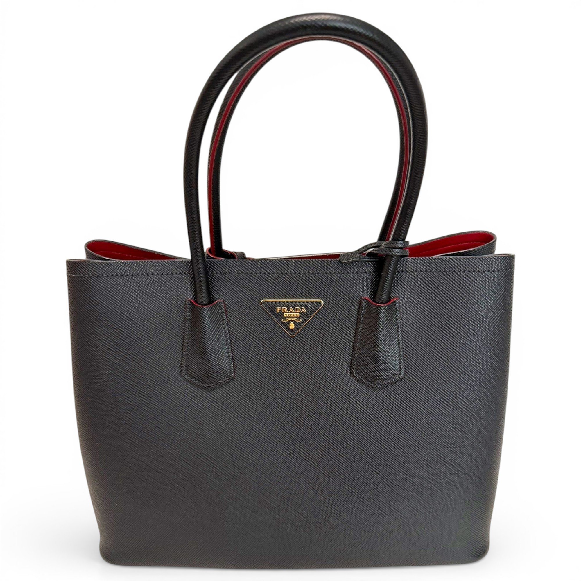 Double leather handbag