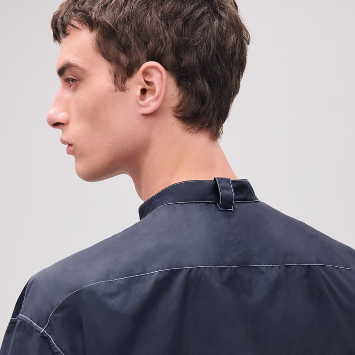 Marine Boxy Fit Shirt With Marius Collar