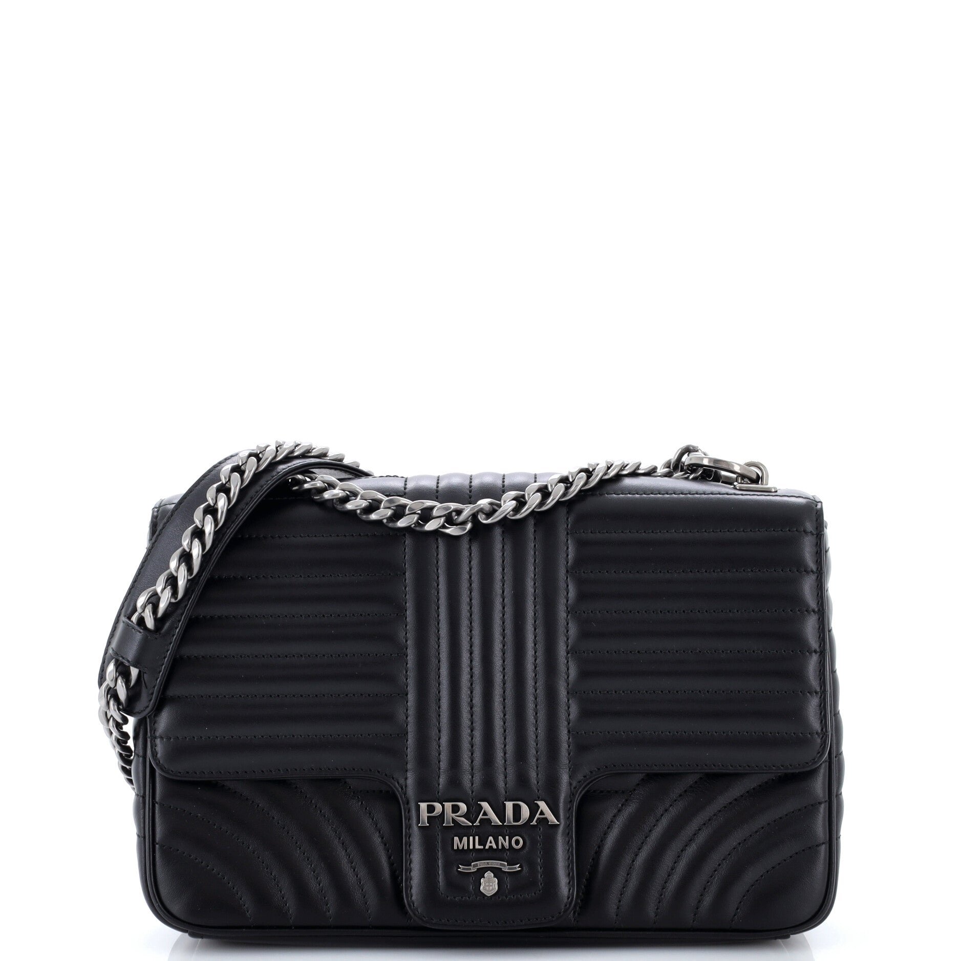 Chain Flap Shoulder Bag Diagramme Quilted Leather Large