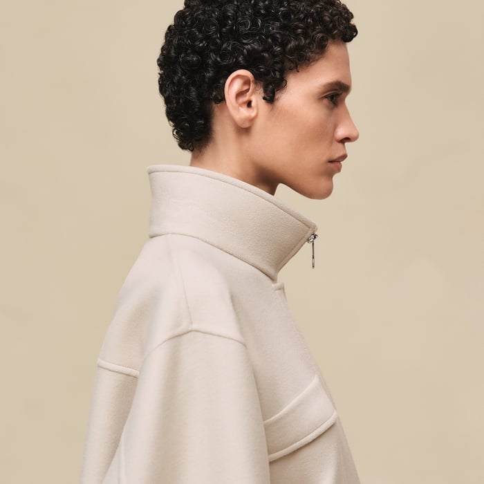 Blanc Sable Short Parka Coat