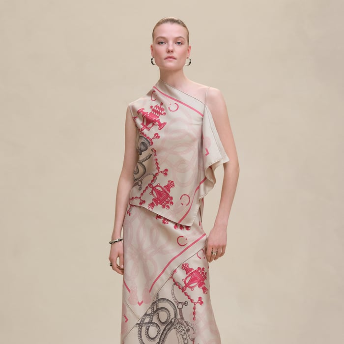 Beige Avoine "Palefroi Remix" Draped Asymmetric Sleeveless Blouse
