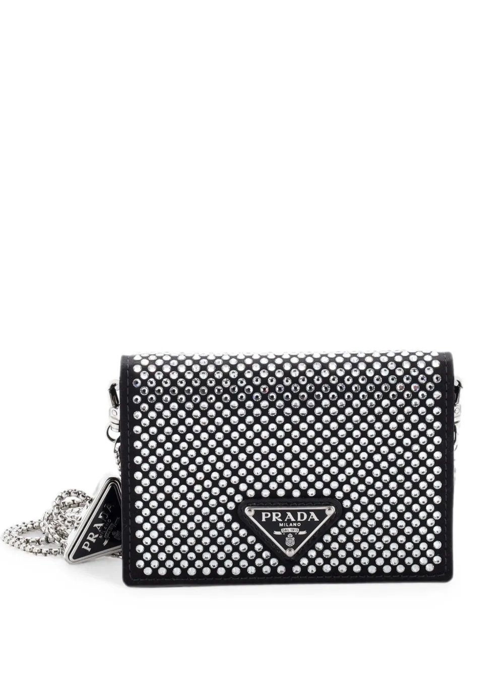 Flap Card Holder with Chain Satin with Crystals crossbody bag