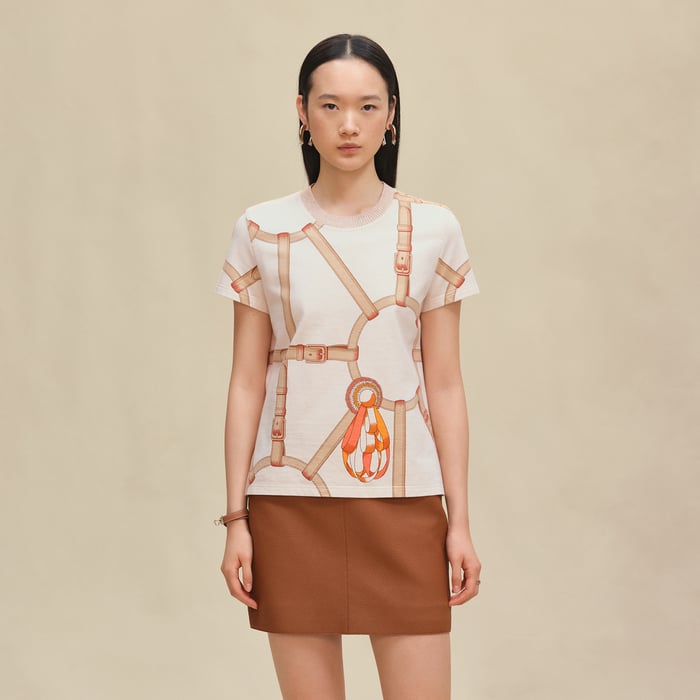 Blanc Marbre "Coloriages De Jour" Straight T-shirt