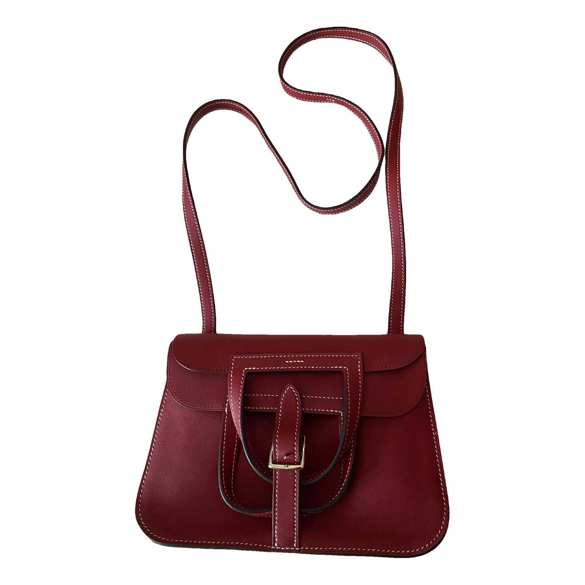 Hermes Halzan Handbag Rouge Grenat Swift Leather