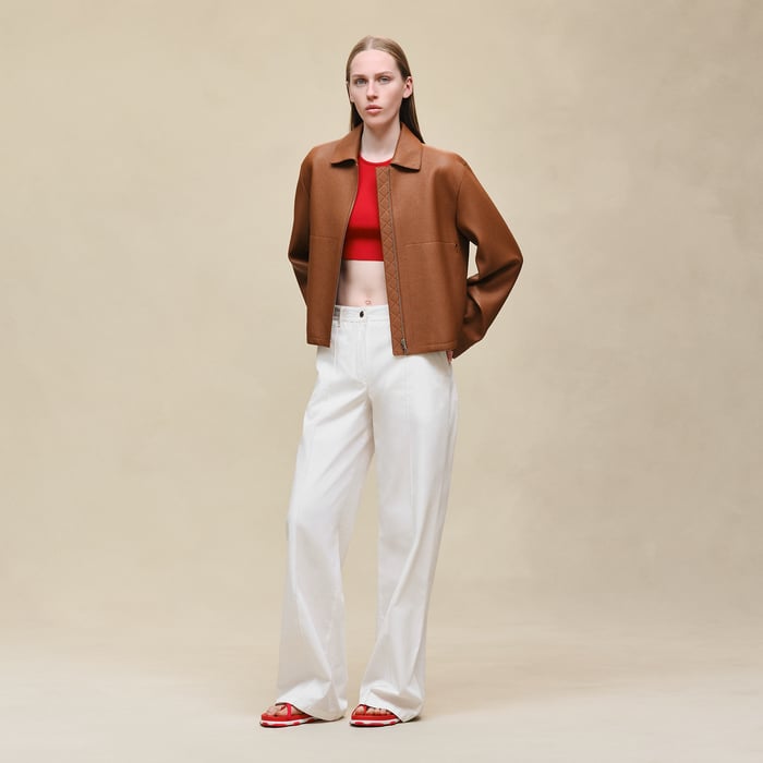 Marron Fauve Washed Deerskin Jacket
