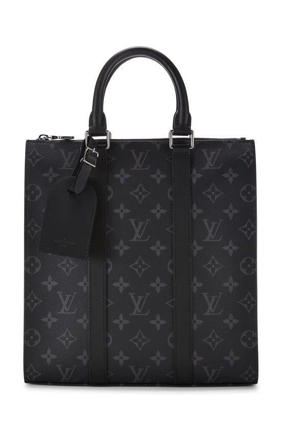 Black Monogram Canvas Sac Plat Cross