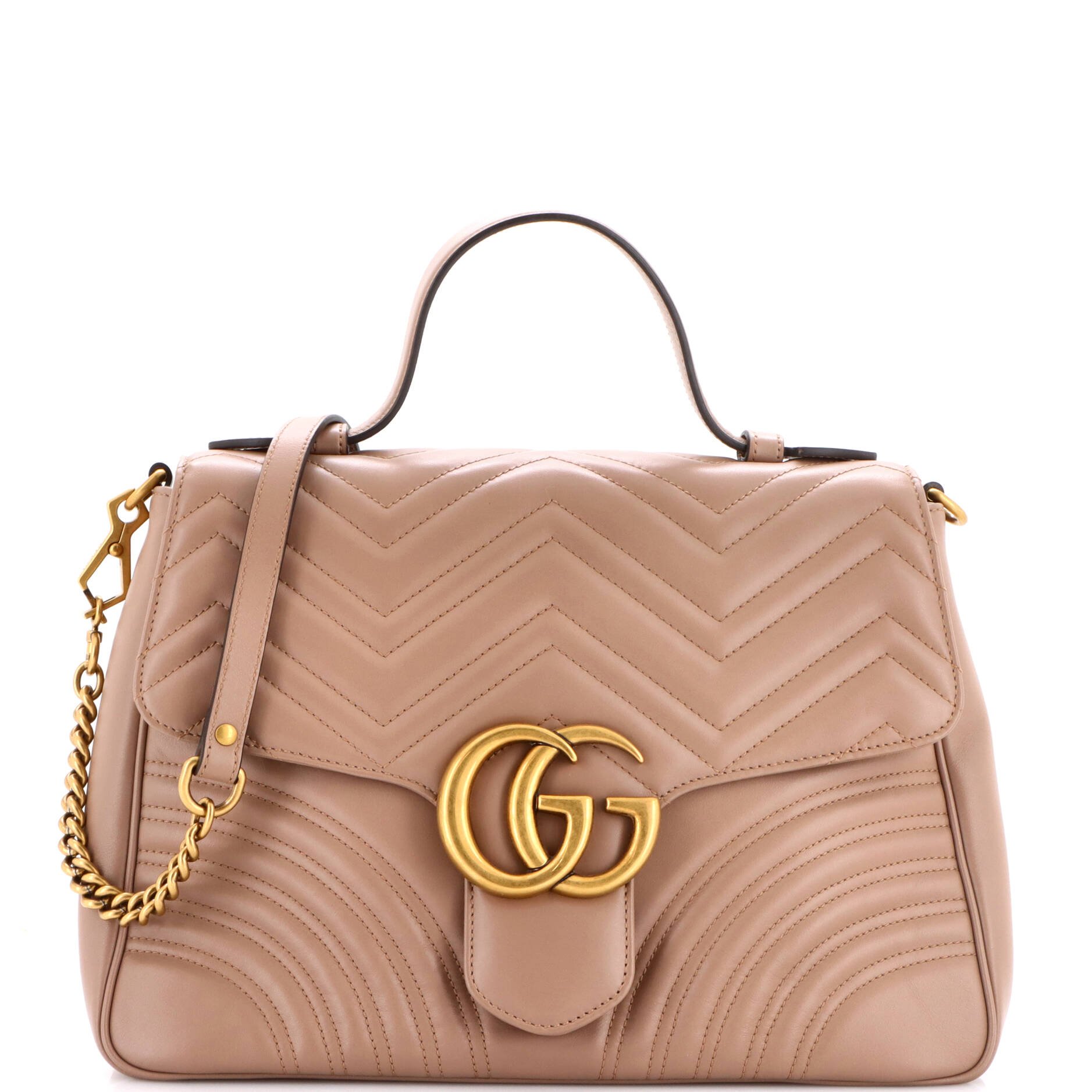 GG Marmont Top Handle Flap Bag Matelasse Leather Medium