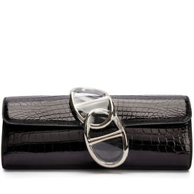 Hermes Black Shiny Niloticus Crocodile Egee Clutch 25 Palladium Hardware, 2017