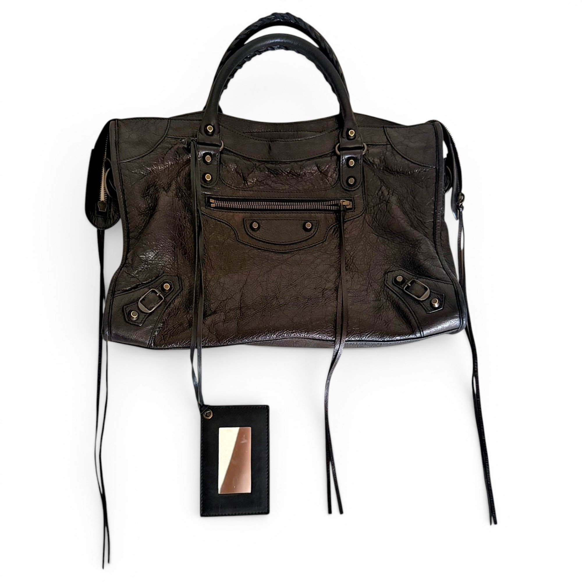 City leather handbag