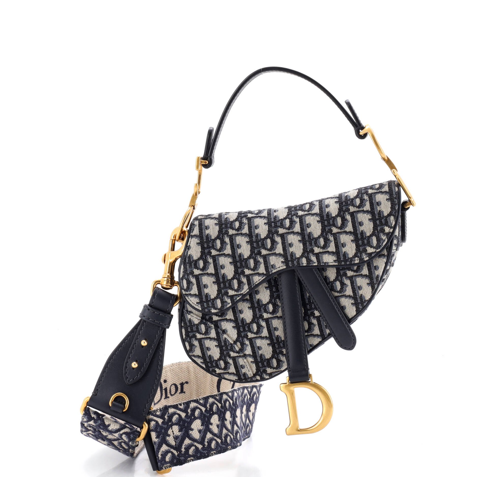 Saddle Handbag with Strap Oblique Canvas Mini