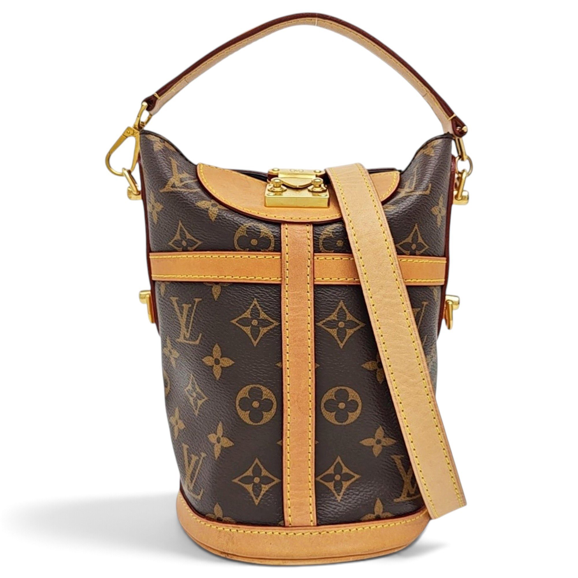 Duffle leather handbag