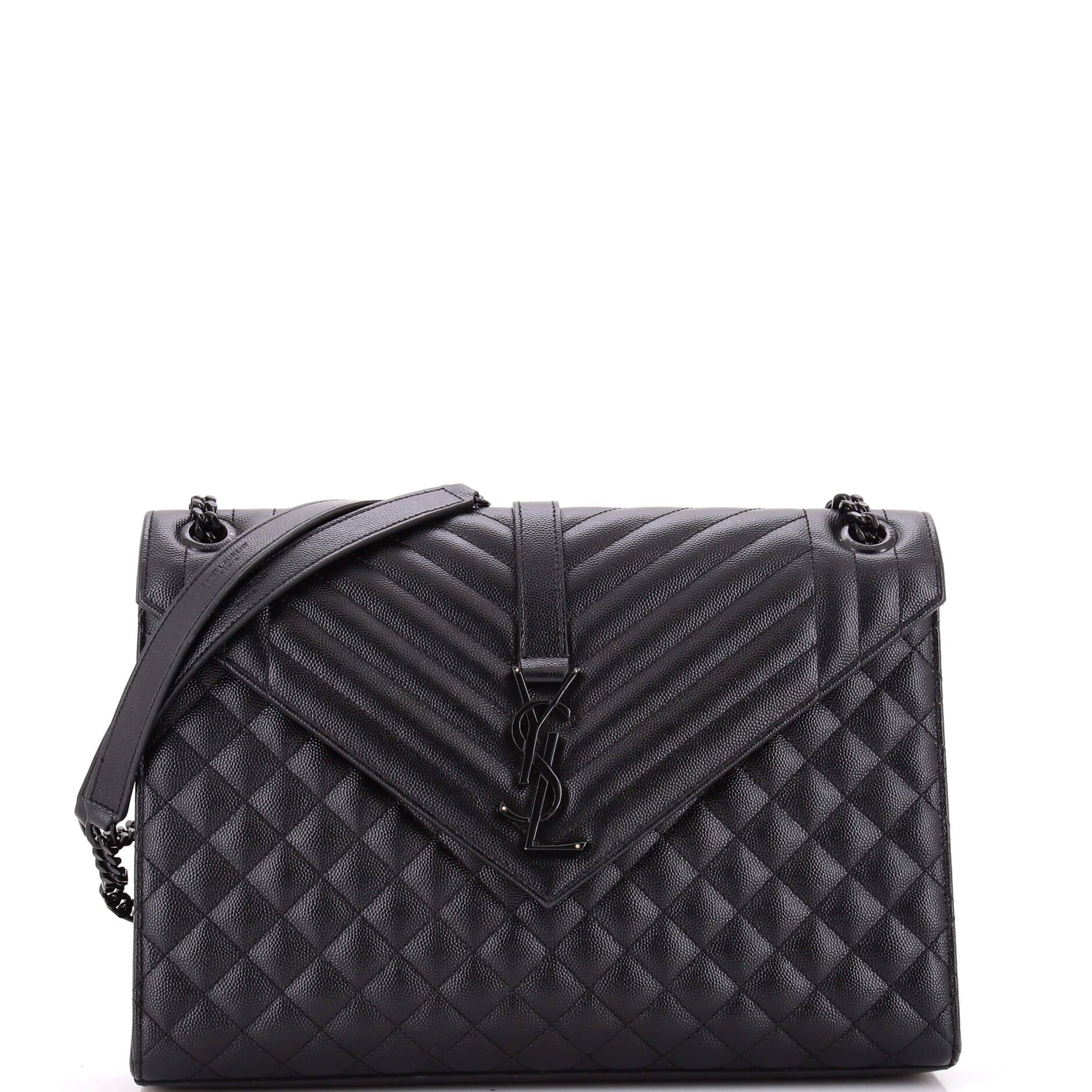 Classic Monogram Envelope Satchel Mixed Matelasse Leather Large