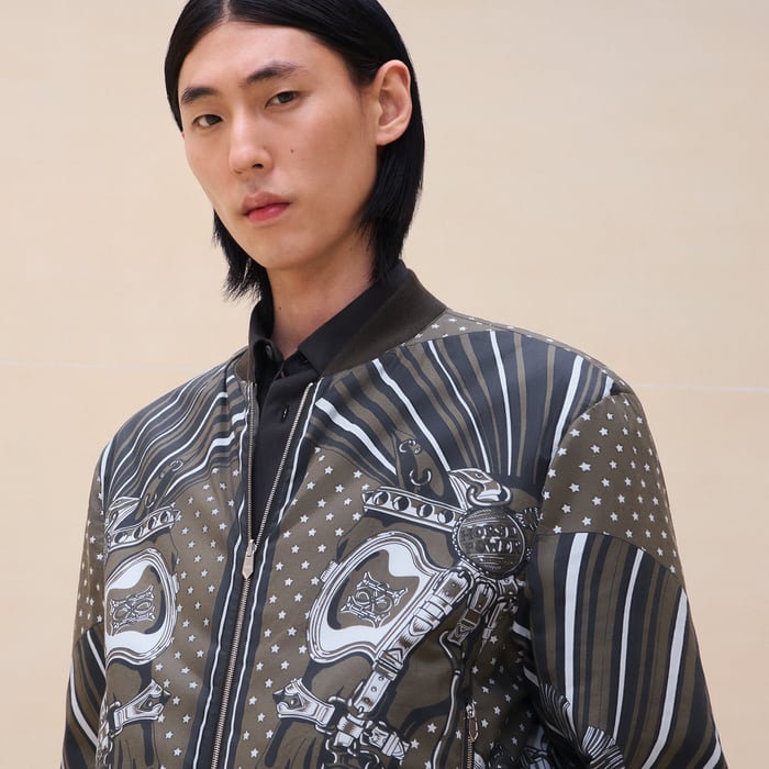 Kaki "Cheval Punk Bandana" Rib-trim Jacket