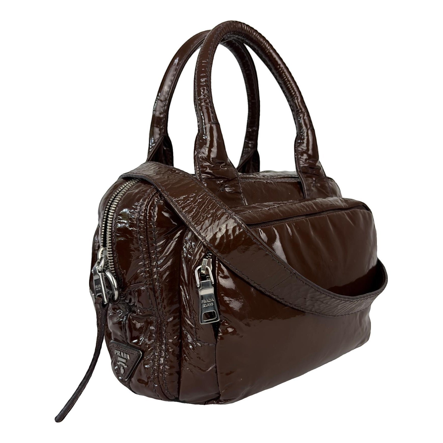 Bowling patent leather handbag