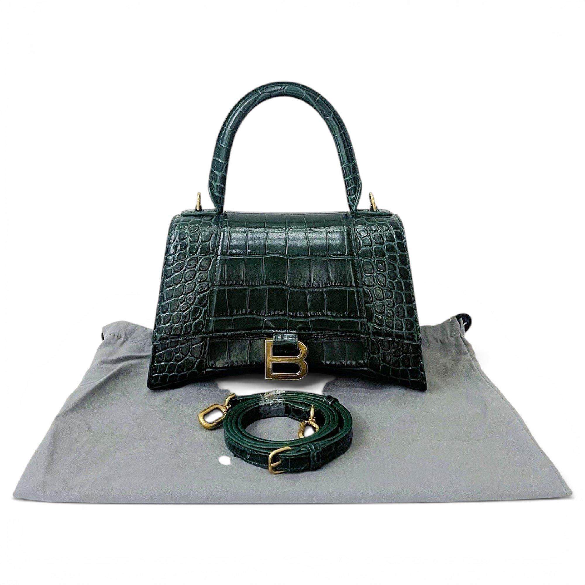 Hourglass leather handbag